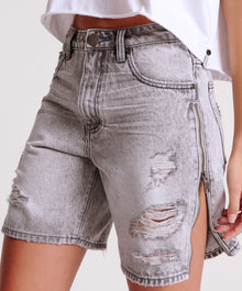 Jacksons Mid Waist Wide Leg Denim Shorts | Slate Acid