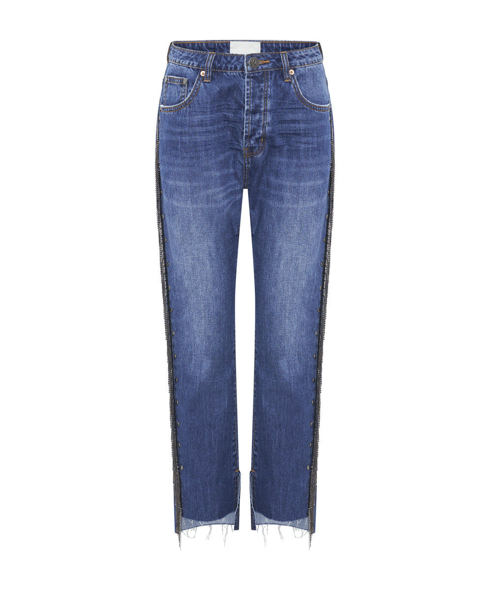 Hooligans Low Waist Relaxed Straight Leg Denim Jeans | Blue Moon