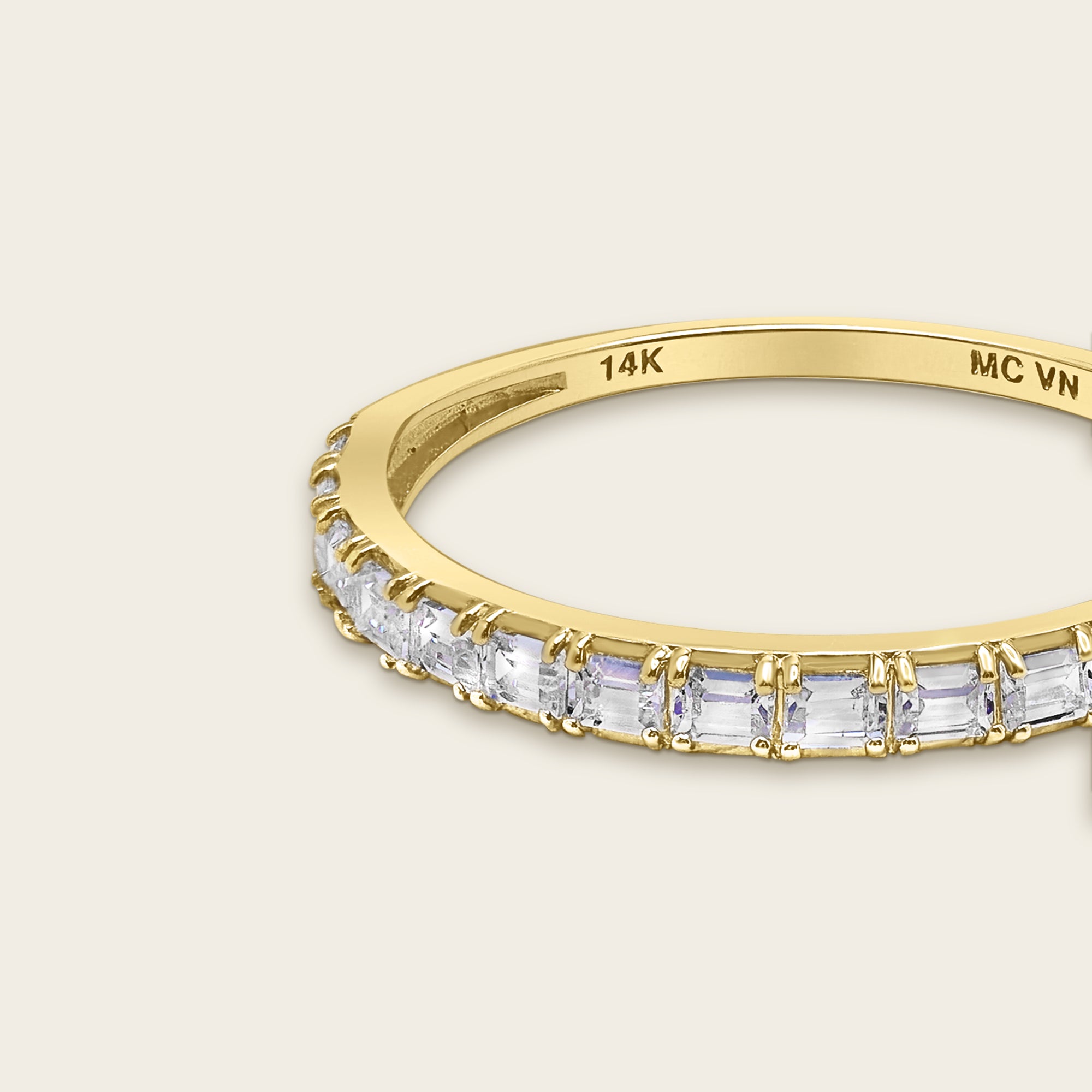 Womens | 14K Solid Yellow Gold | Baguette Half Eternity Band | 0.5 CTW Diamonds