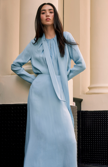 Textured Fluid Crepe Skirt | Frost