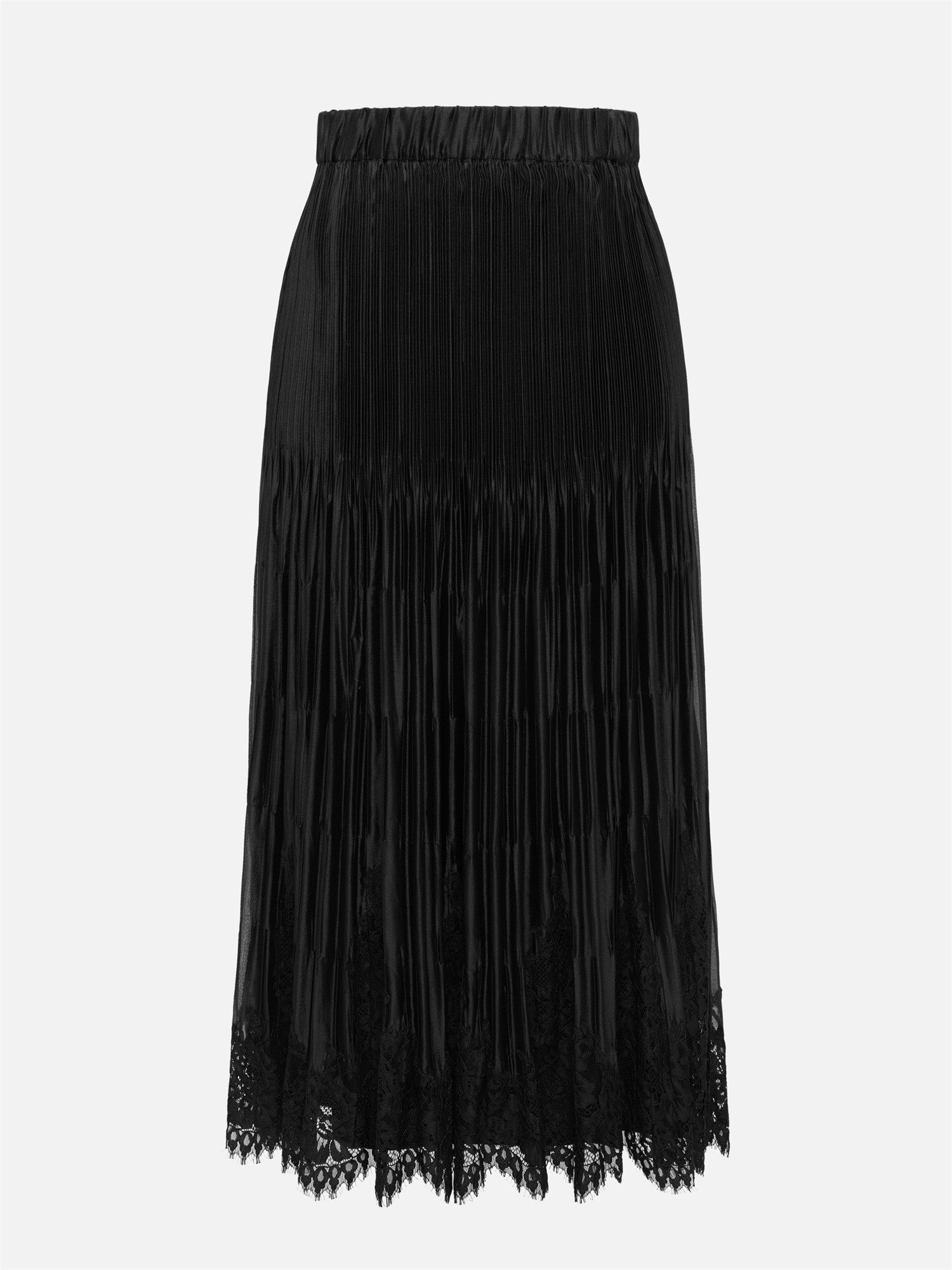 Classic Vintage Lace Pleated Skirt | Black