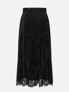 Classic Vintage Lace Pleated Skirt | Black