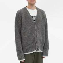 Unisex | Maison Kitsune Patch V-Neck Cardigan | Grey Melange