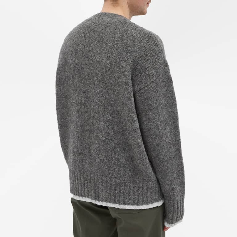 Unisex | Maison Kitsune Patch V-Neck Cardigan | Grey Melange