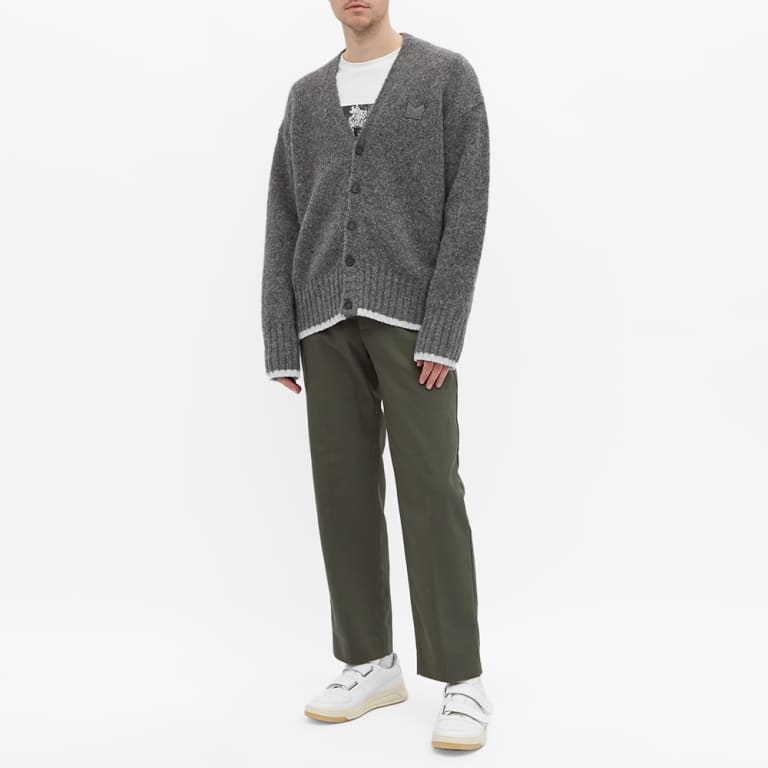 Unisex | Maison Kitsune Patch V-Neck Cardigan | Grey Melange