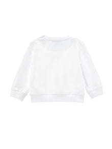 Boys | Printed Crewneck Sweatshirt | White/Jade Green