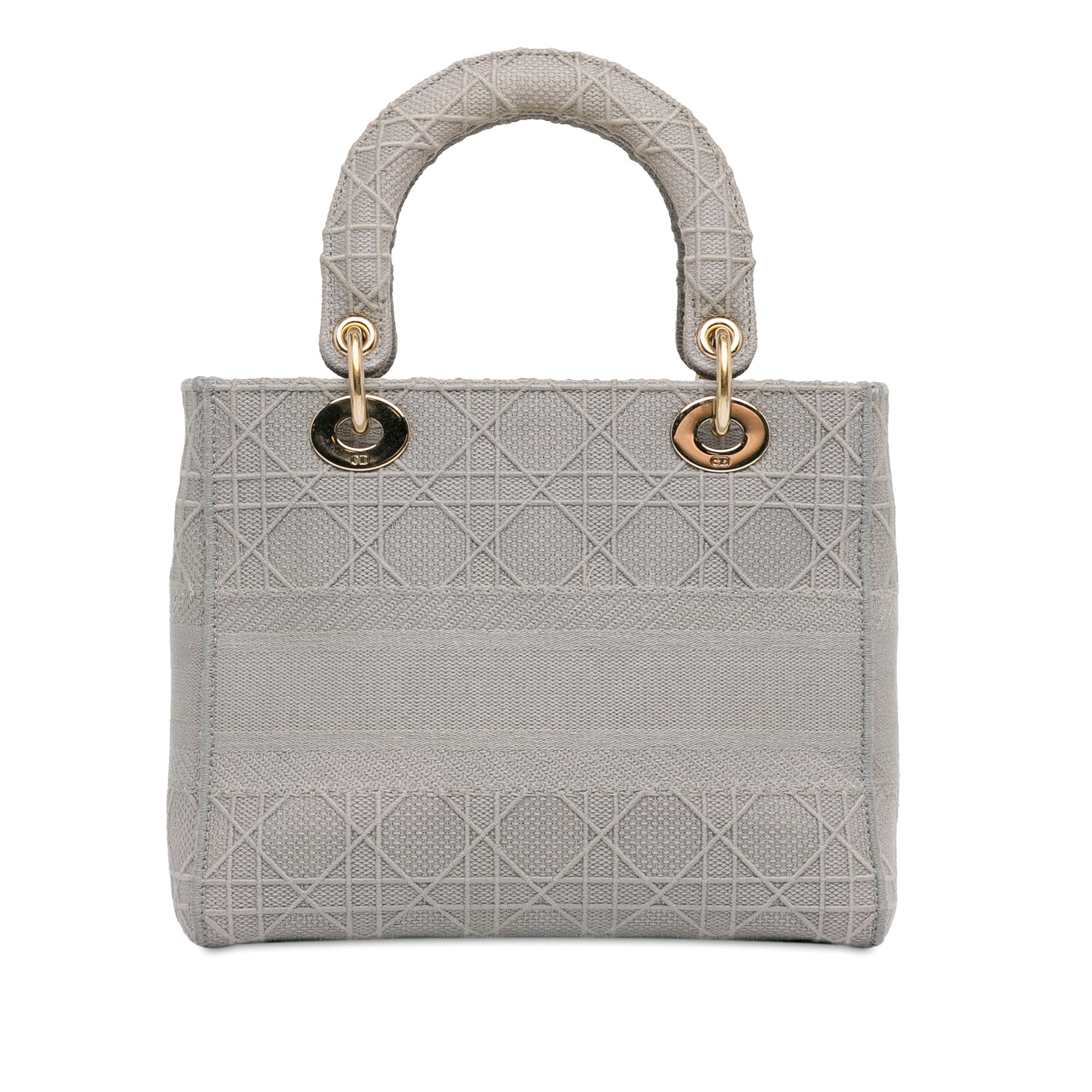 Dior | Pre-Owned Medium Canvas Cannage Lady D Lite - V | Gray/Light Gray
