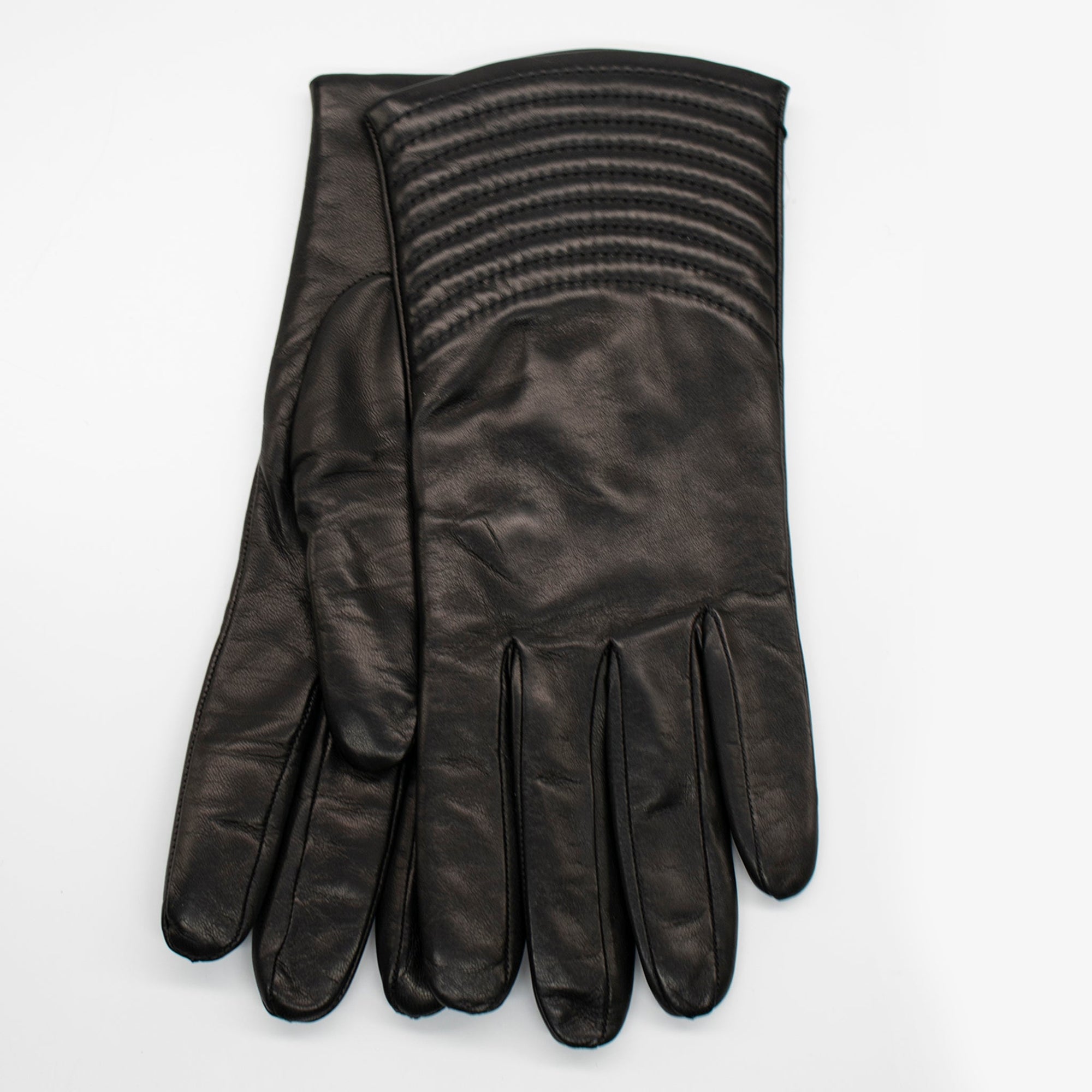 Leather Gloves With Quilted Top | Black