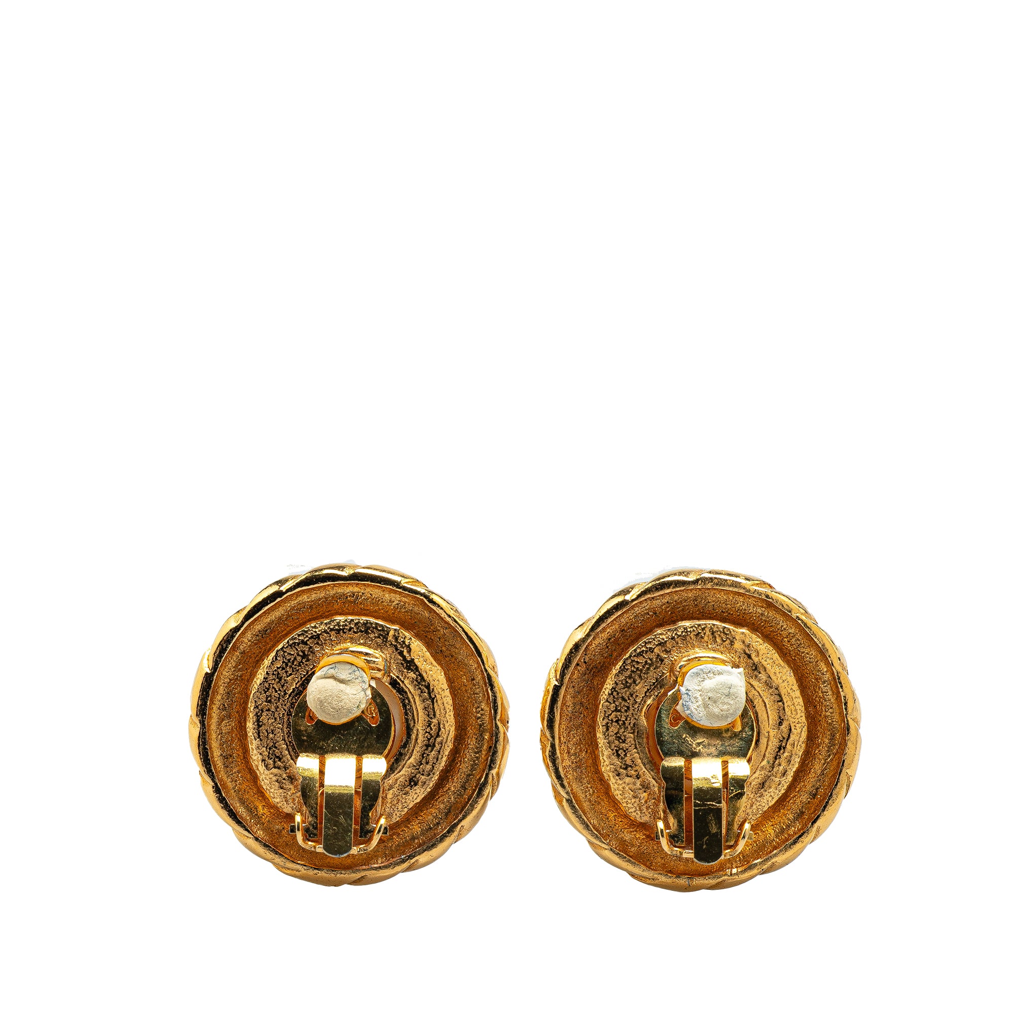 Chanel | Pre-Owned Gold Plated Round Faux Pearl Clip on Earrings | Gold