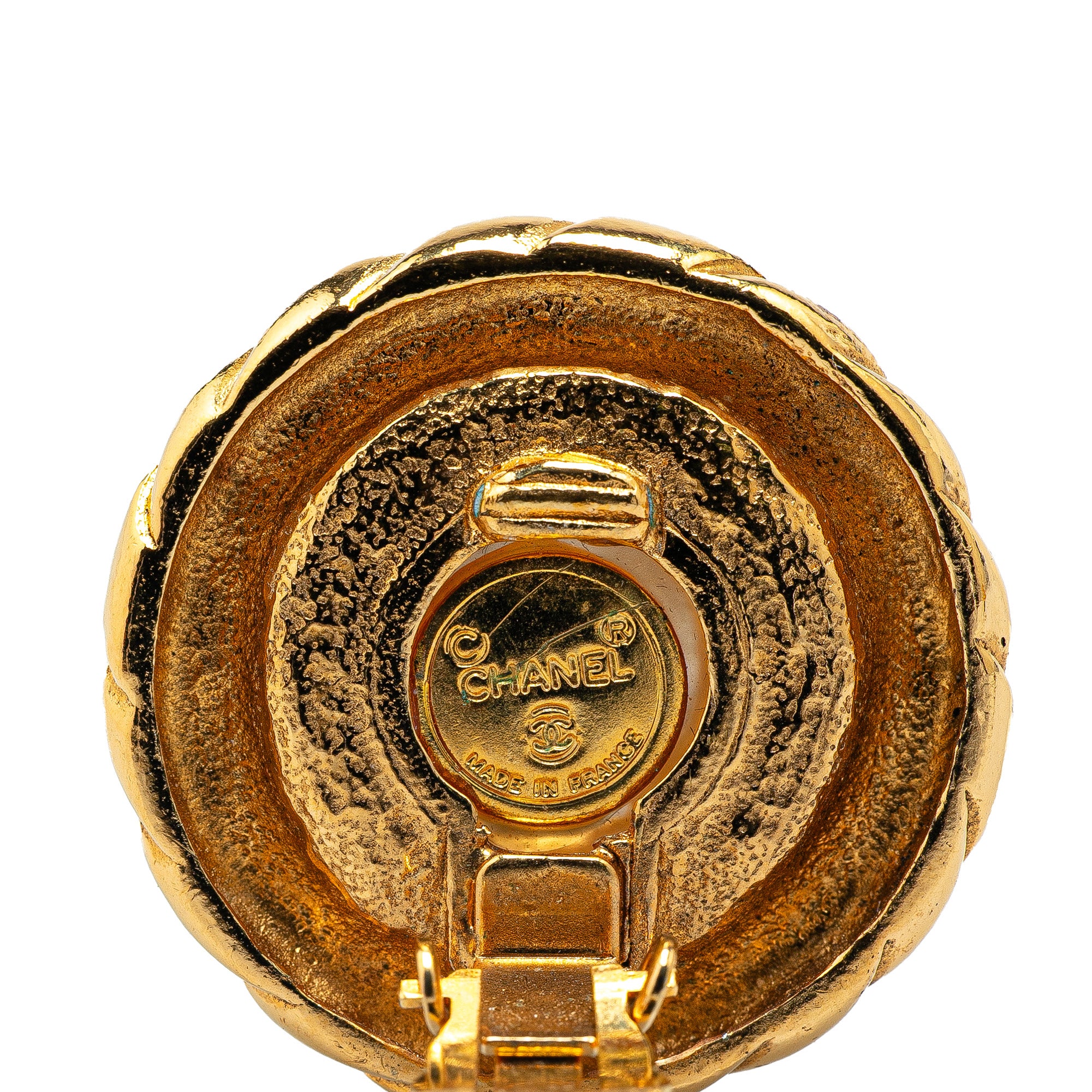 Chanel | Pre-Owned Gold Plated Round Faux Pearl Clip on Earrings | Gold