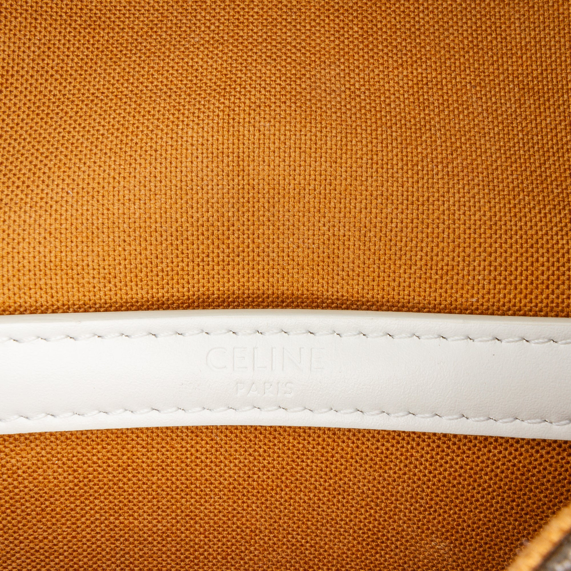 Celine | Pre-Owned Medium Triomphe Coated Canvas Folco Crossbody - I | White/Dark Brown