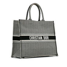 Dior | Pre-Owned Large Canvas Houndstooth Embroidered Book Tote - I | Black