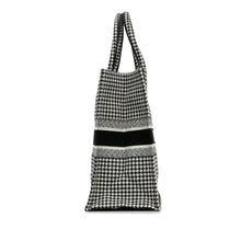 Dior | Pre-Owned Large Canvas Houndstooth Embroidered Book Tote - I | Black