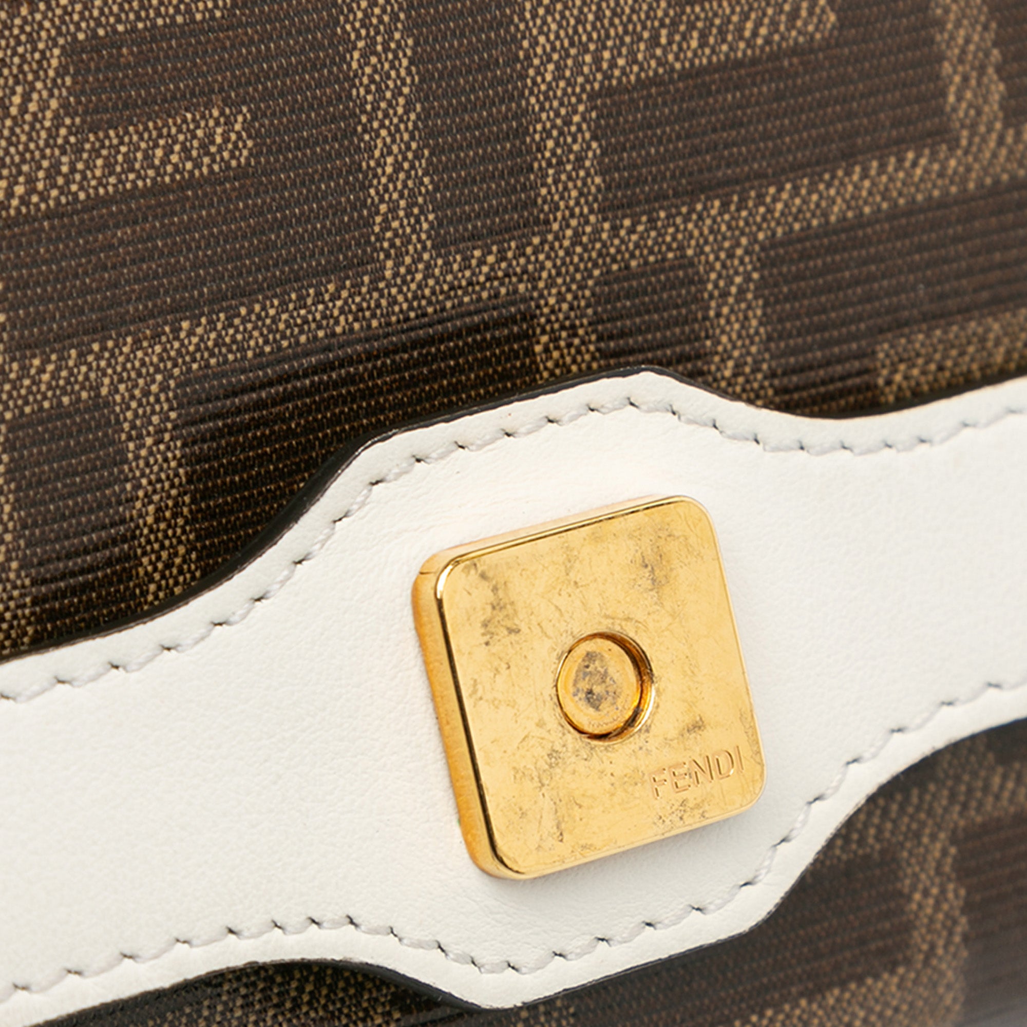 Fendi | Pre-Owned Zucca Glazed Fabric Cage Baguette Satchel - II | Brown