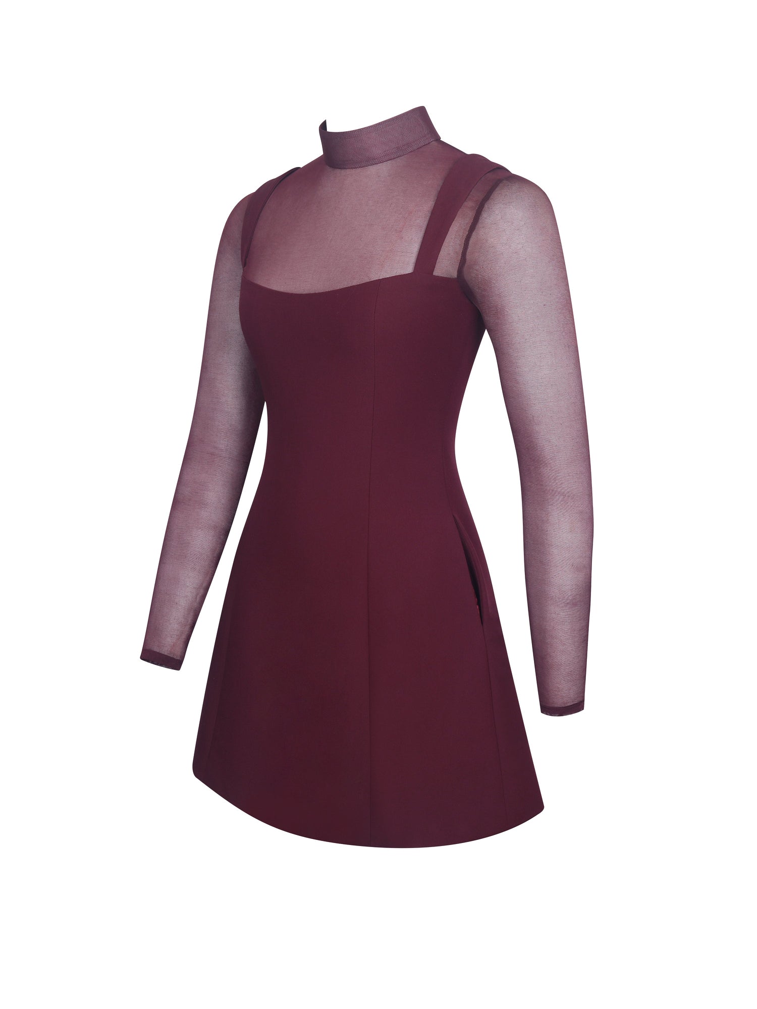 Natasha Faux Two-Piece Turtleneck Mini Dress | Burgundy