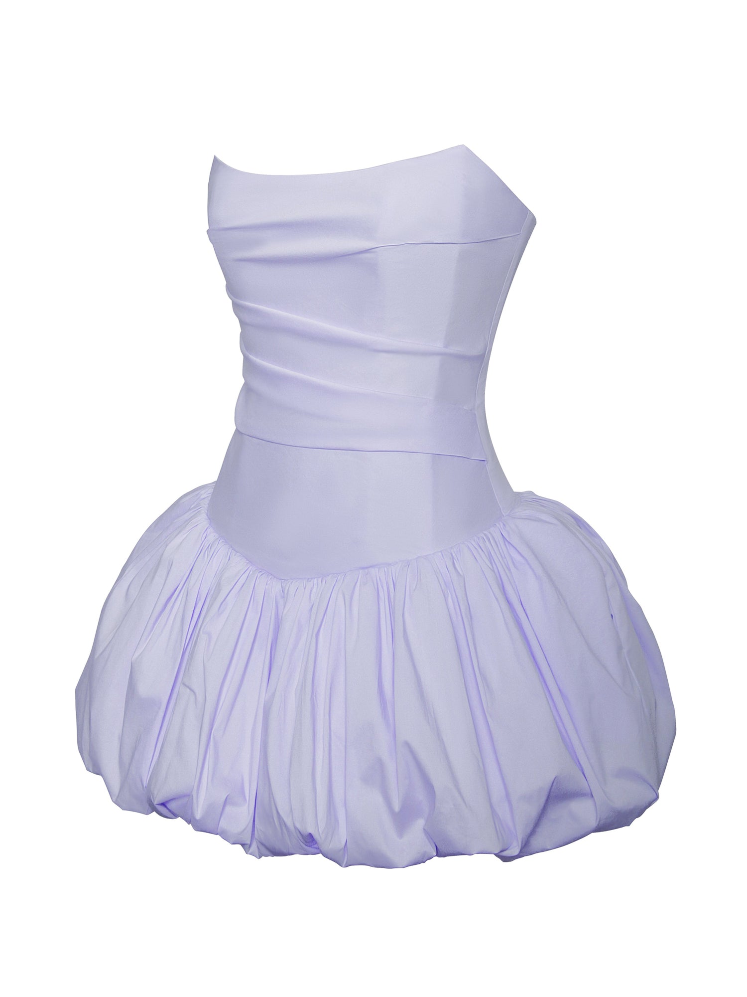 Oletta Cotton Poplin Corset Strapless Bubble Hem Mini Dress | Blue