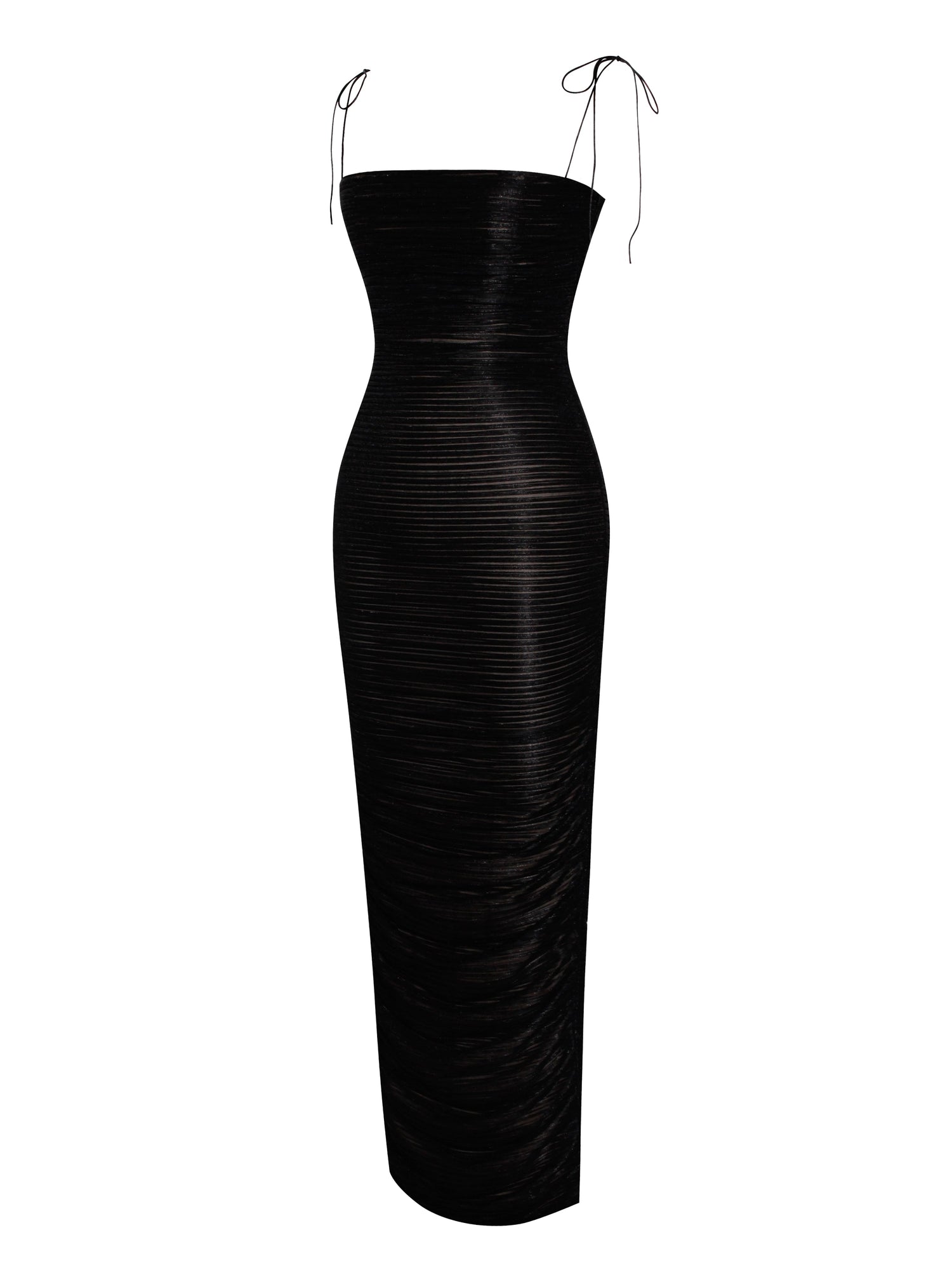 The Glint Ruched Chiffon Long Maxi Dress | Black