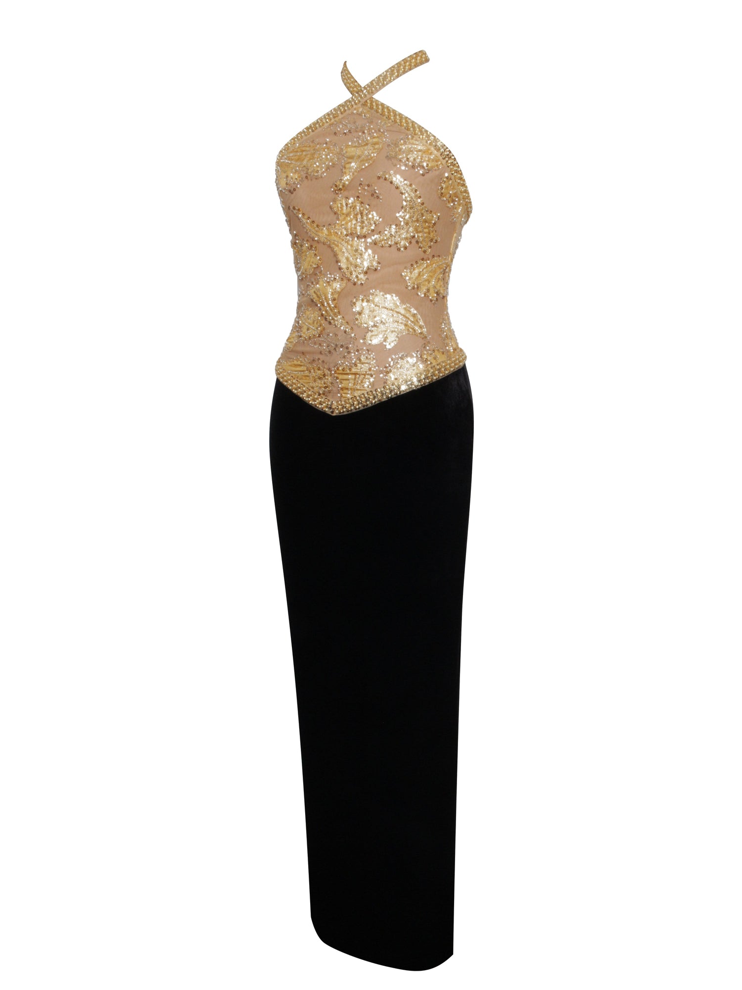Gazelle Embroidered Vintage Style Maxi Dress | Gold