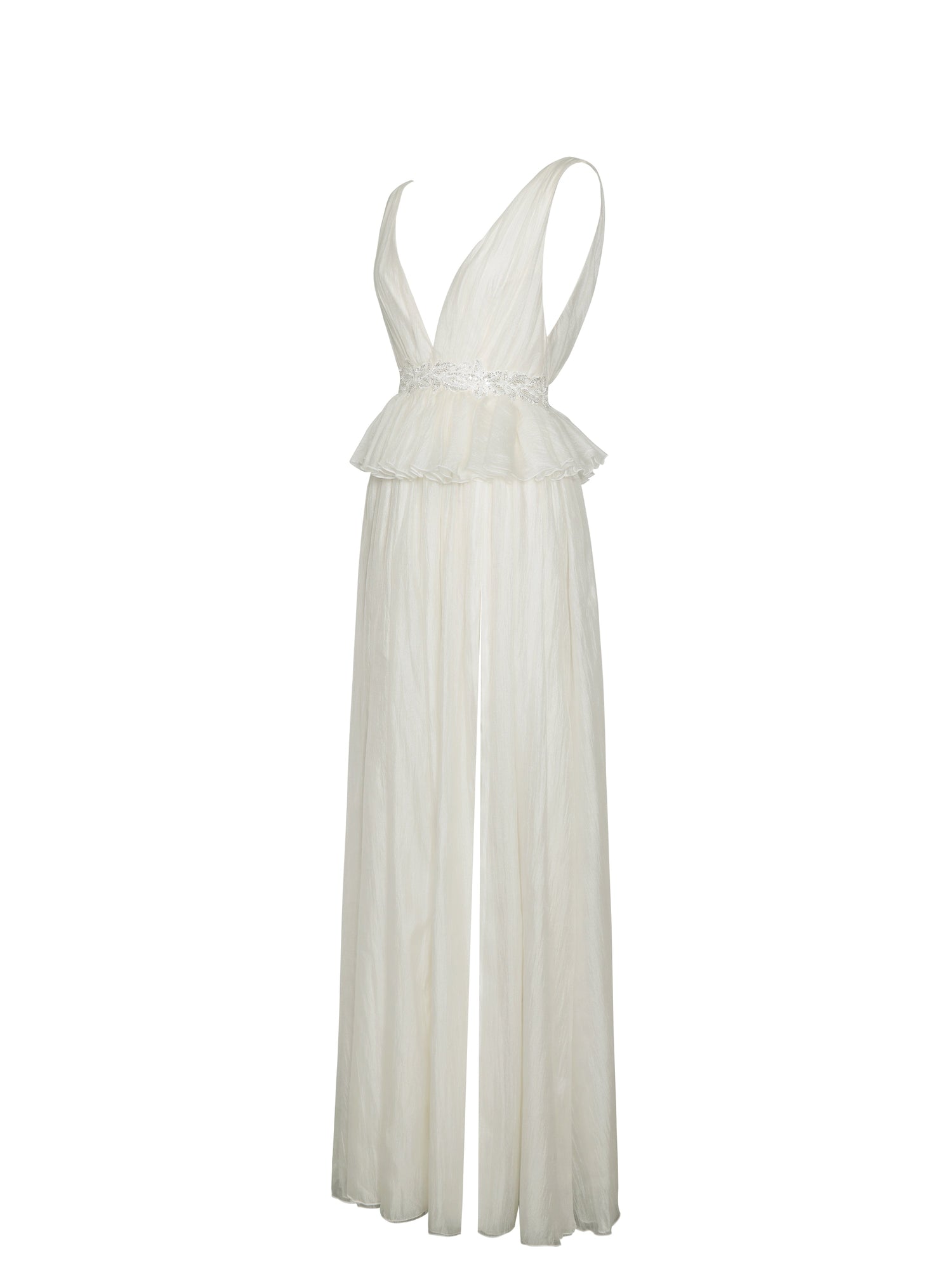 Calleigh Flare Beaded Belt Maxi Gown | Off White