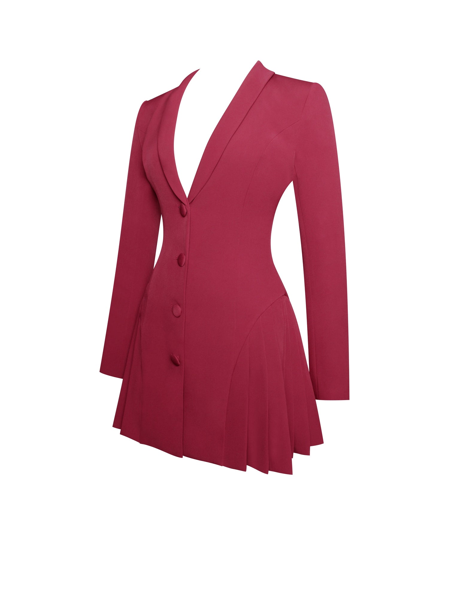 Delia Blazer Dress with Pleated Detail | Burgundy