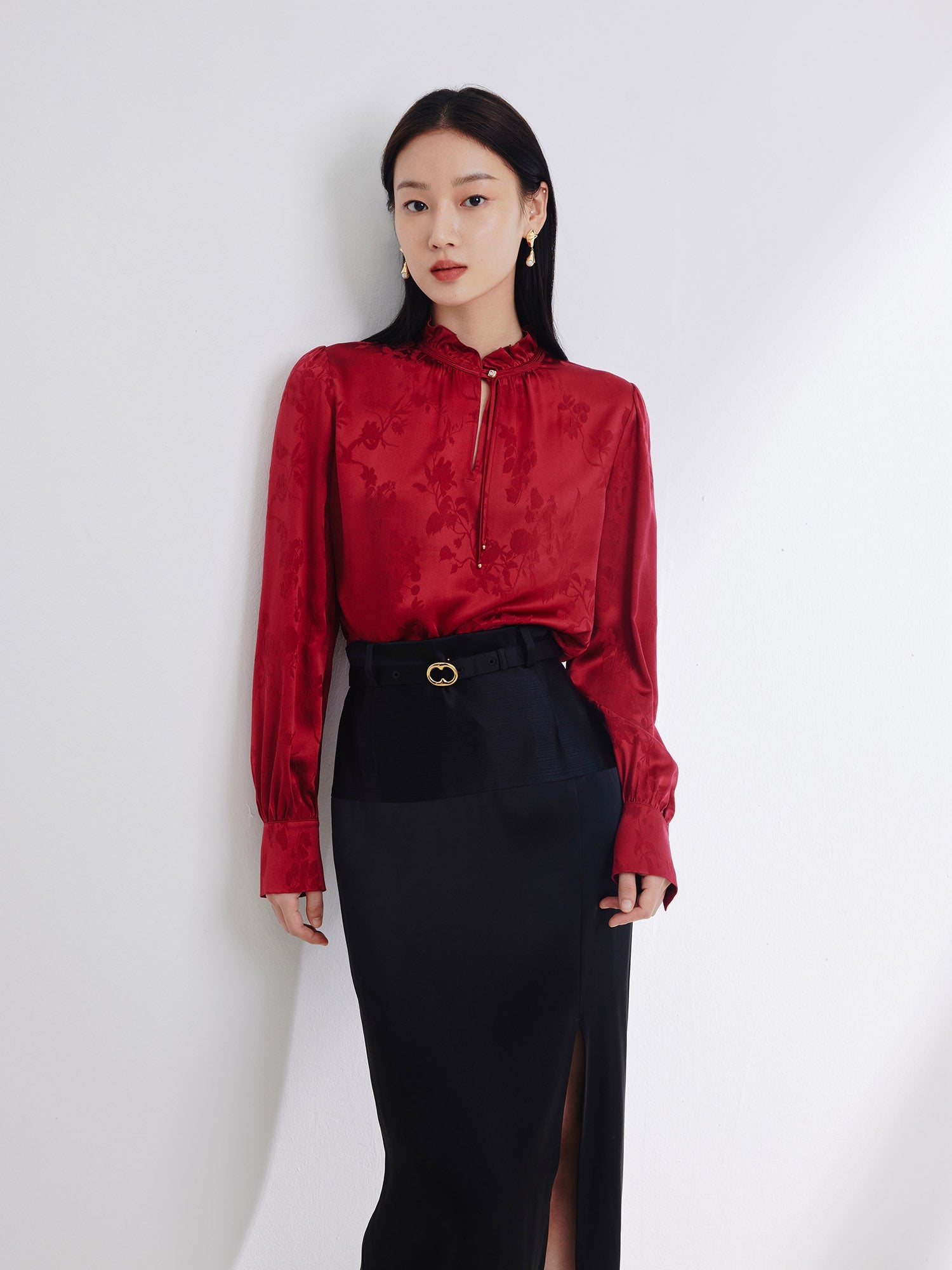 Silk Printed Shirt | Wine Red