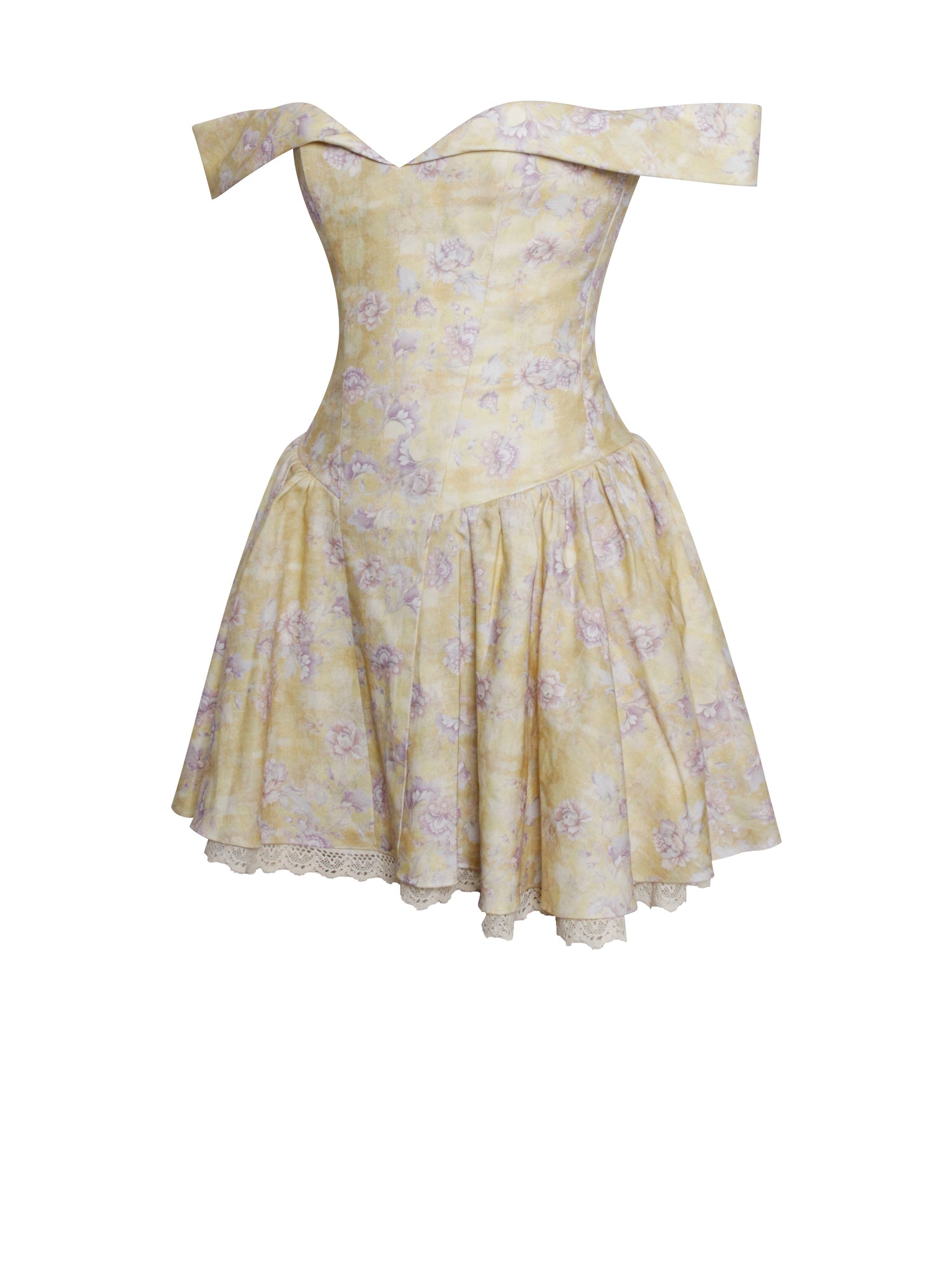 Oana Linen Collared Off Shoulder Mini Dress | Floral Print
