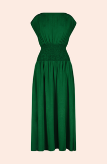 Starburst Crepe Smocked Dress | Green