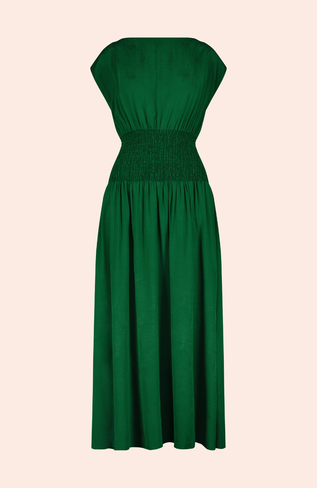 Starburst Crepe Smocked Dress | Green