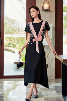 Silk Floral Print Dress | Black