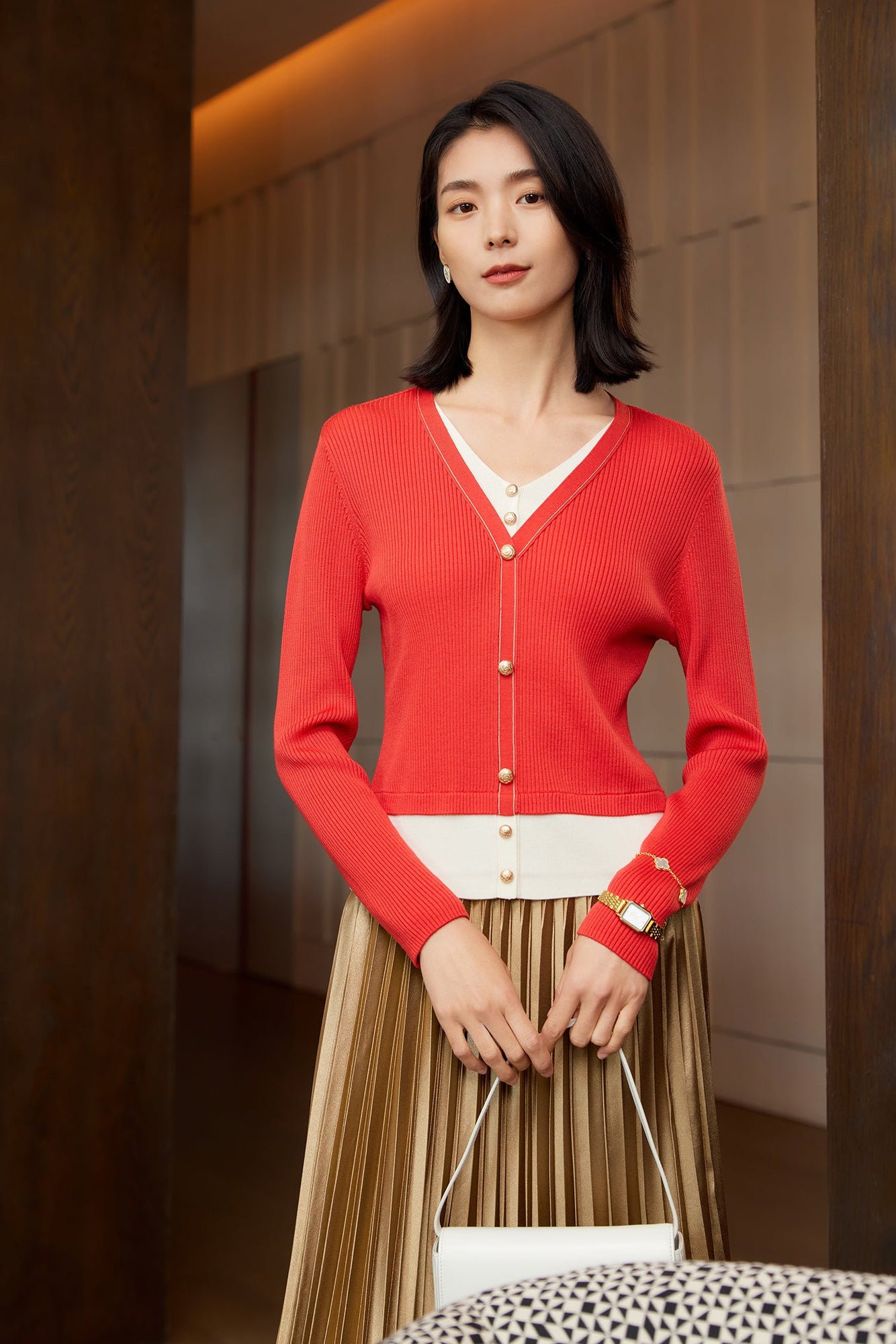 Merino Wool Knit Sweater | Red
