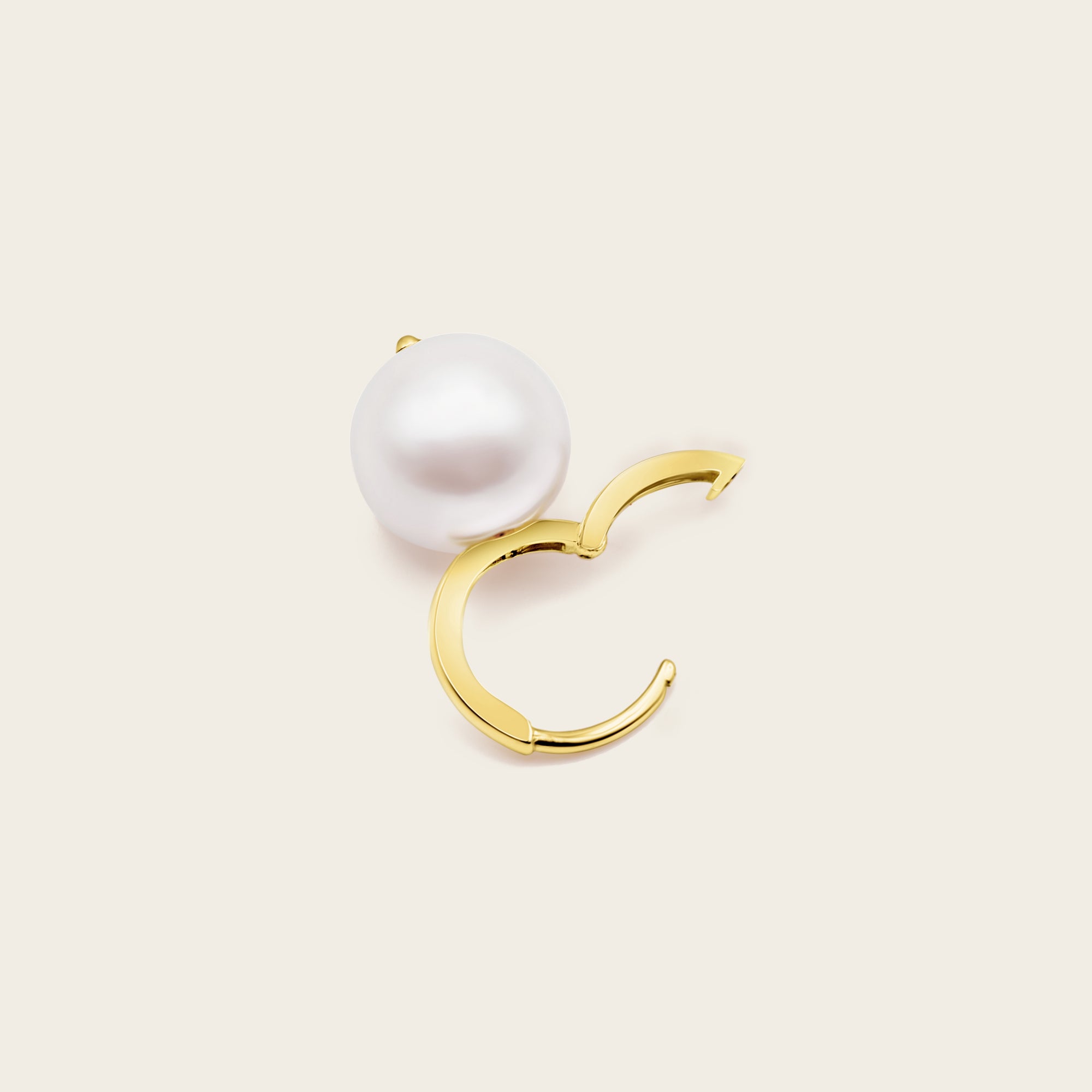 Womens | 14K Solid Yellow Gold | Large Pearl Huggies | Freshwater Pearls