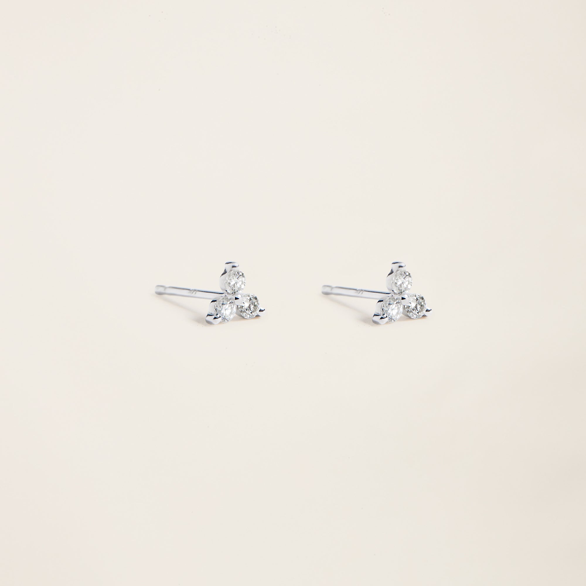 Womens | 14K Solid White Gold | Triplet Studs | 0.24 CTW Diamonds