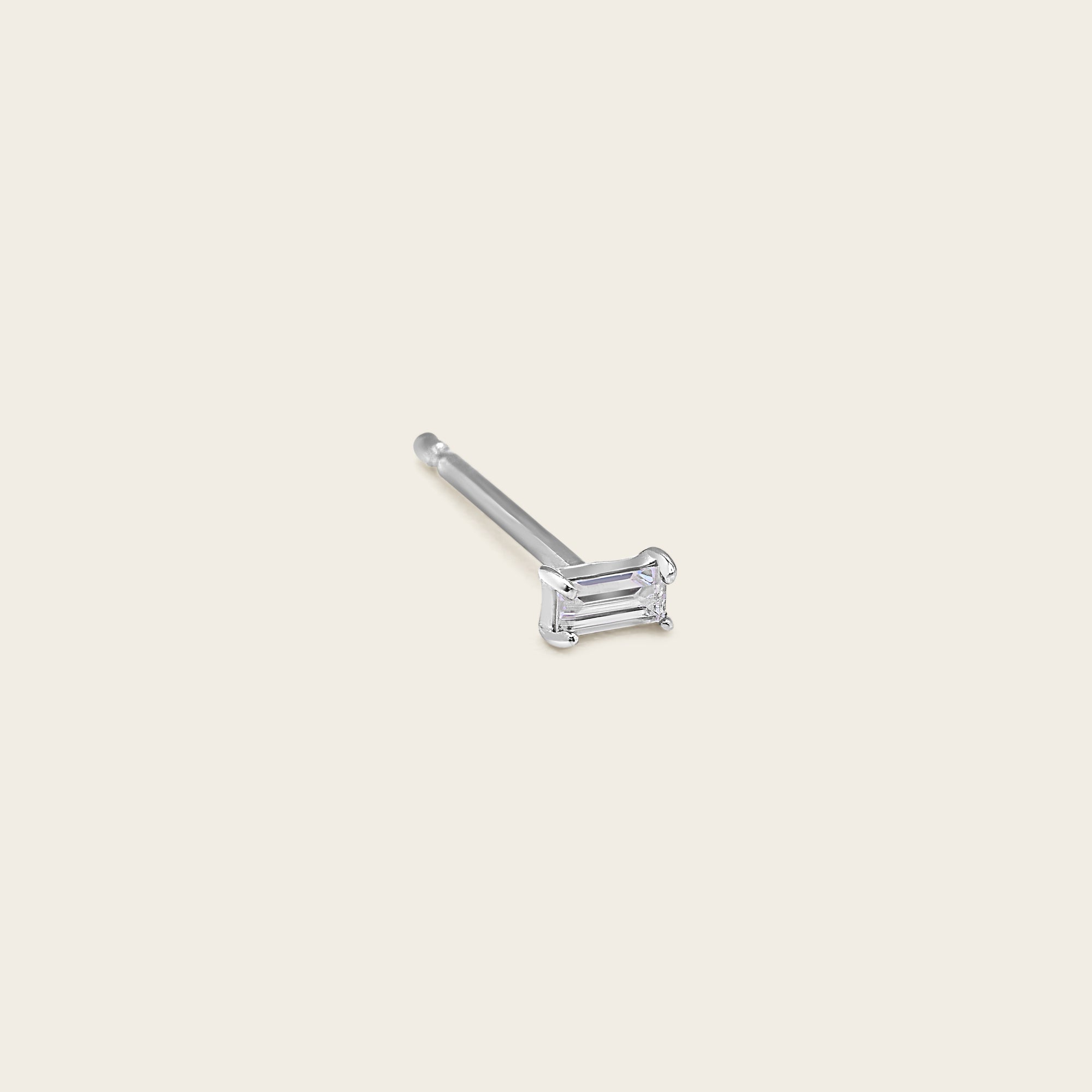 Womens | 14K Solid White Gold | Mini Baguette Studs | 0.10 CTW Diamonds