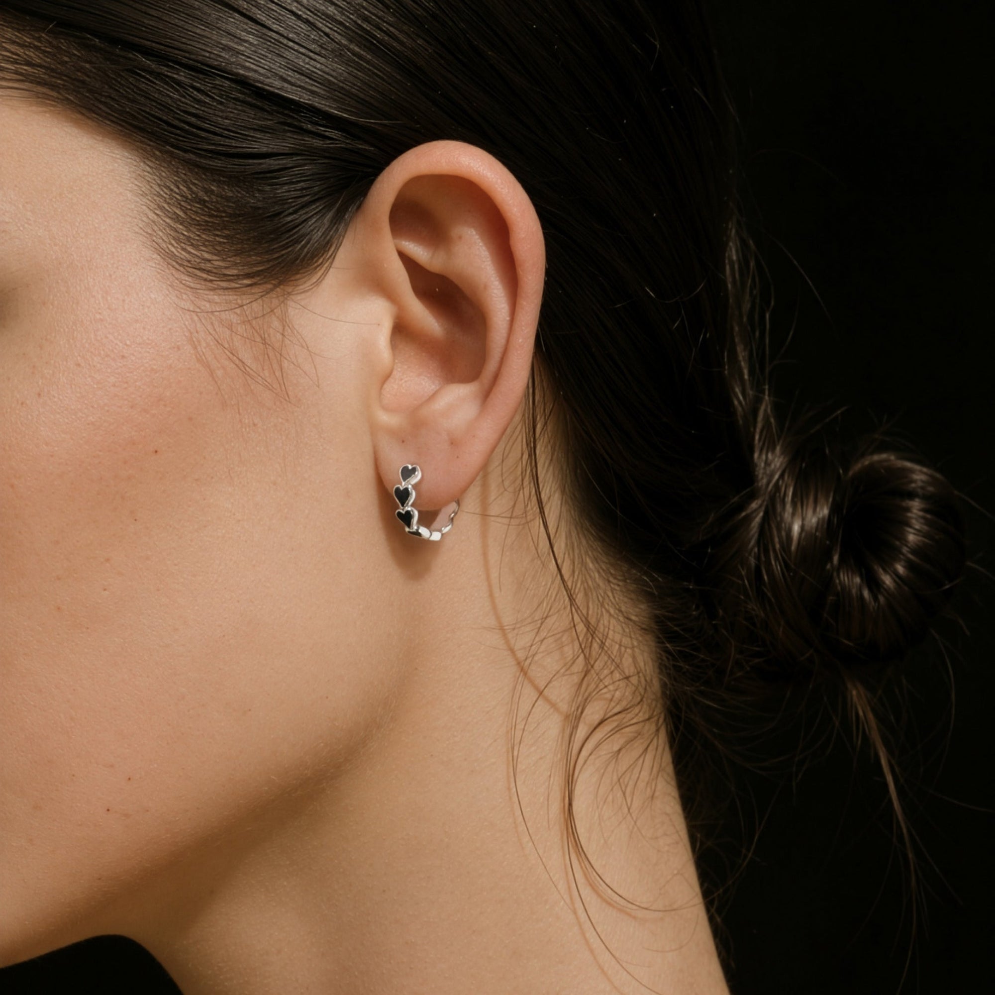 Val Earrings | Sterling Silver | Black