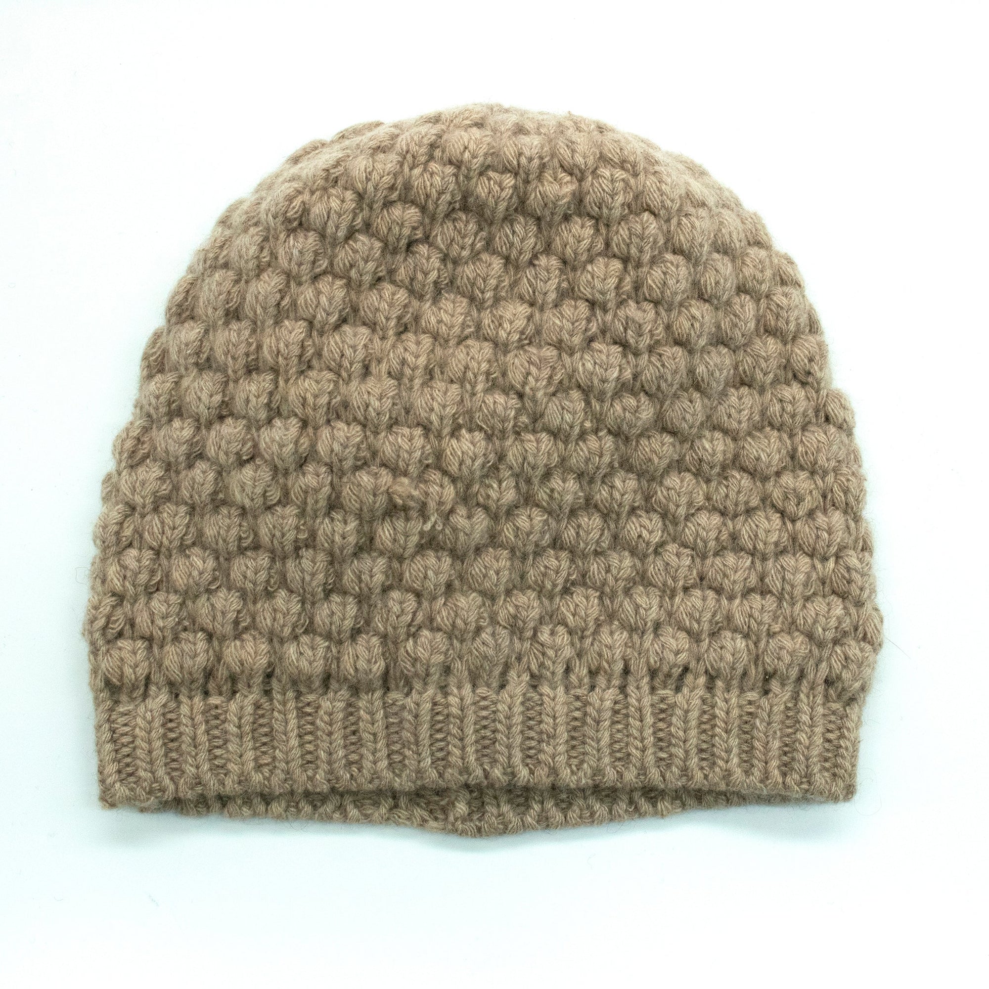 Cashmere Chunky Beanie Hat In Fancy Stitch | Nile Brown