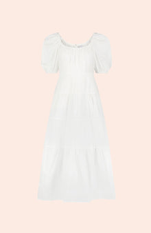 Cotton Poplin Tiered Dress | White