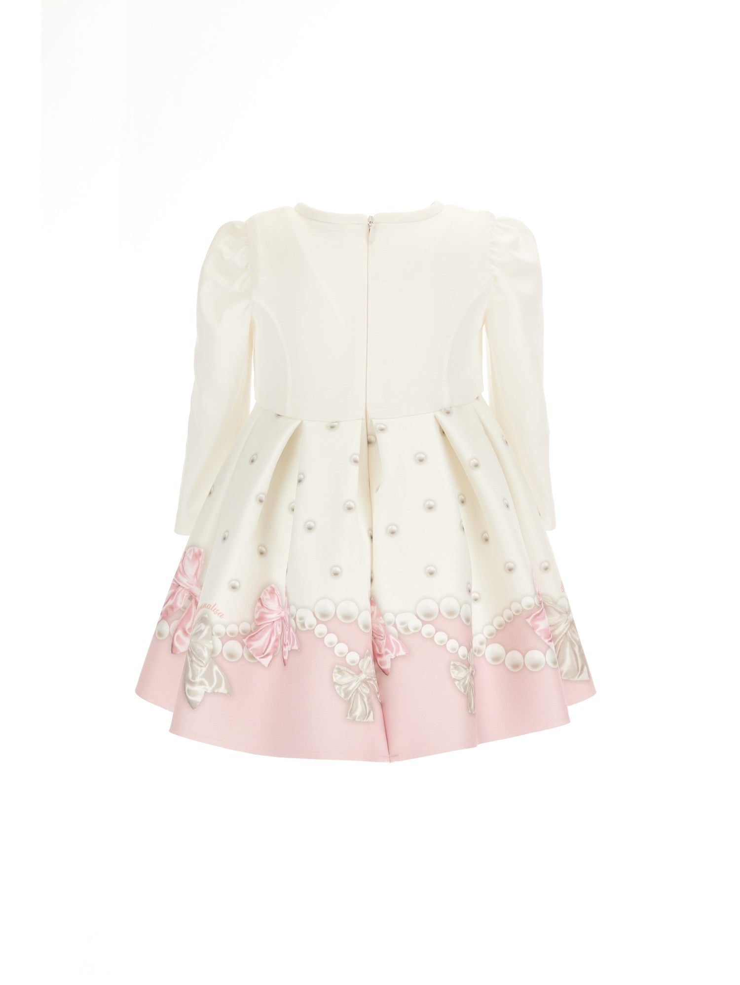 Girls | Dress With Velvet Maxi Bow | Cream/Antique Pink