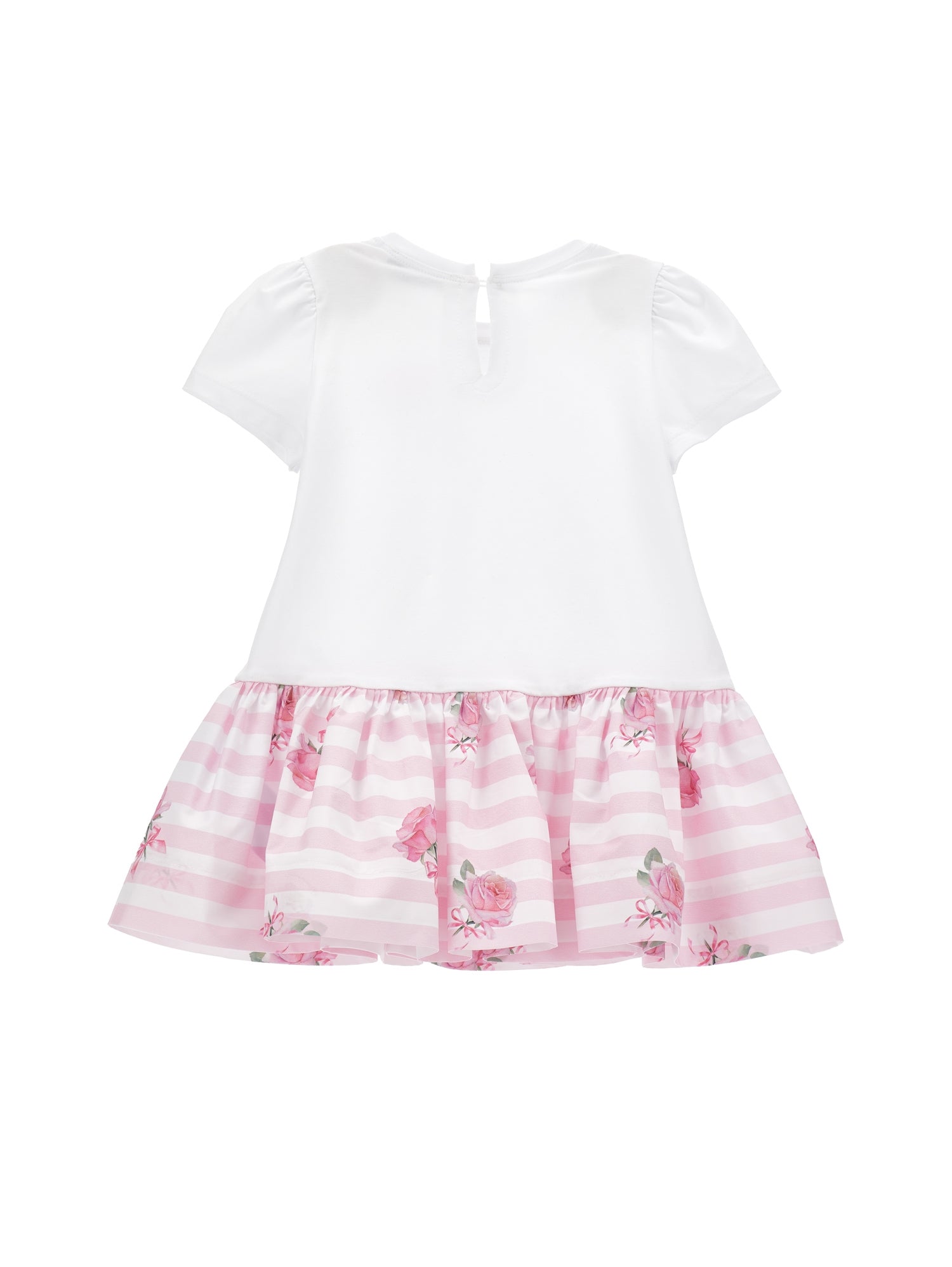 Girls | Low-Waisted Organic Cotton Dress | White/FairyTale Pink