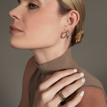 Womens | 14K Solid Yellow Gold | Croissant Hoop Earrings | 0.20 CTW Diamonds