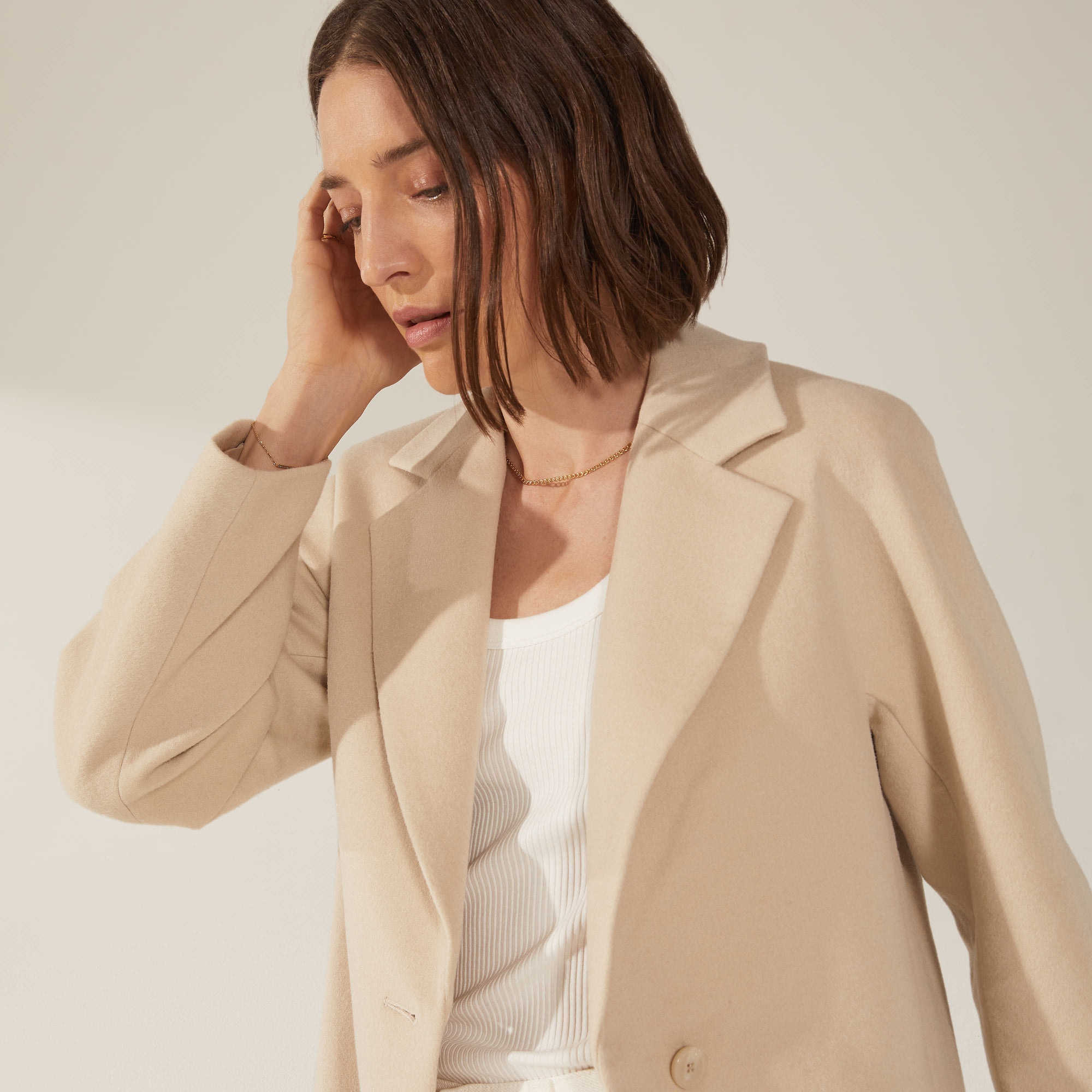 Womens | Risa Cashmere-Wool Button Down Coat | Beige