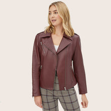 Womens | Lou Lightweight Lambskin Leather Jacket | Merlot