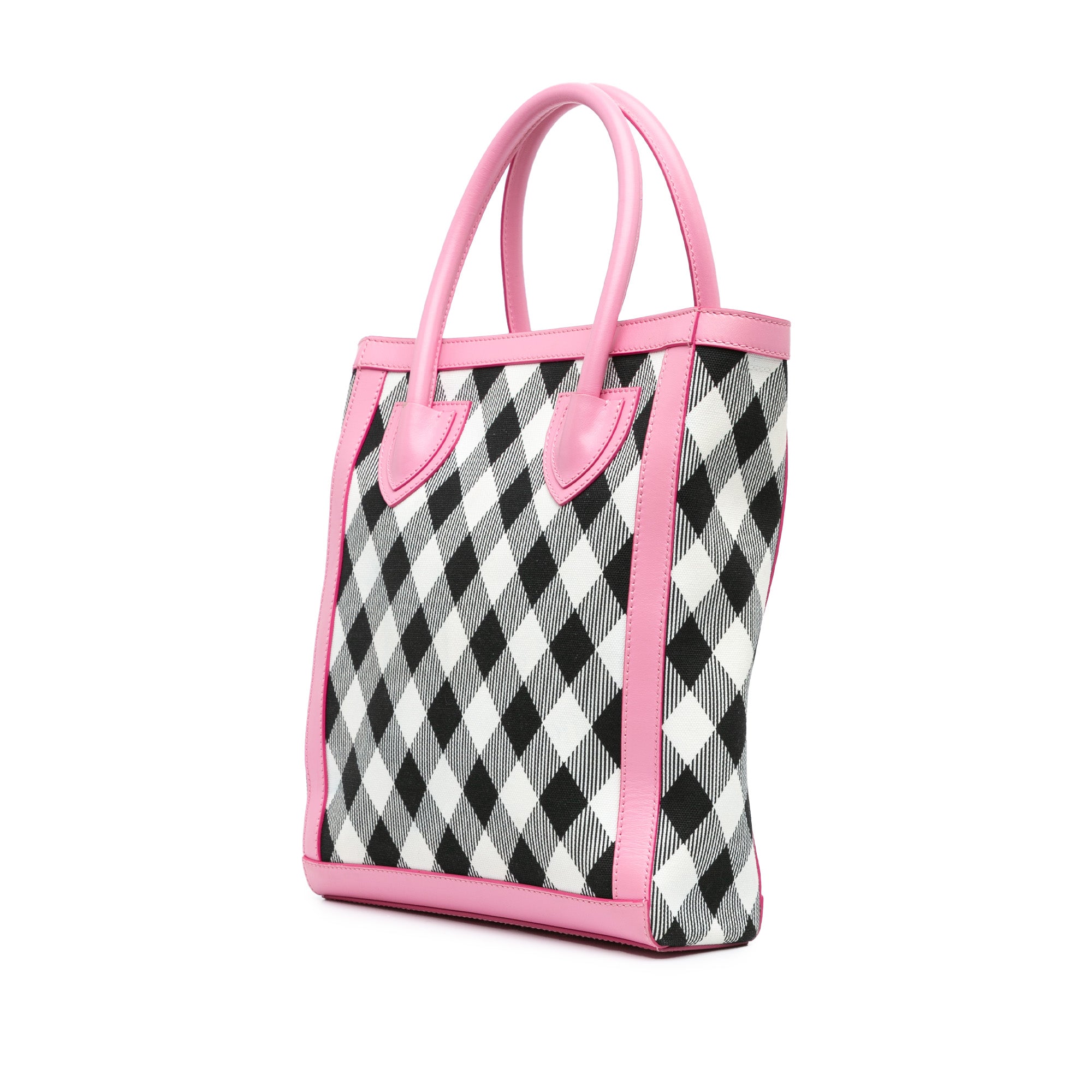 Balmain | Pre-Owned Canvas Checkered B-Army 26 Shopping Satchel | WhitePink