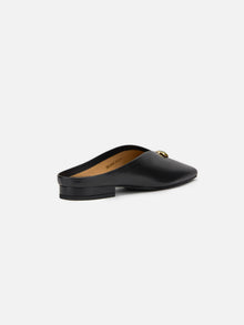 Peony Jade Square-Toe Slides | Black