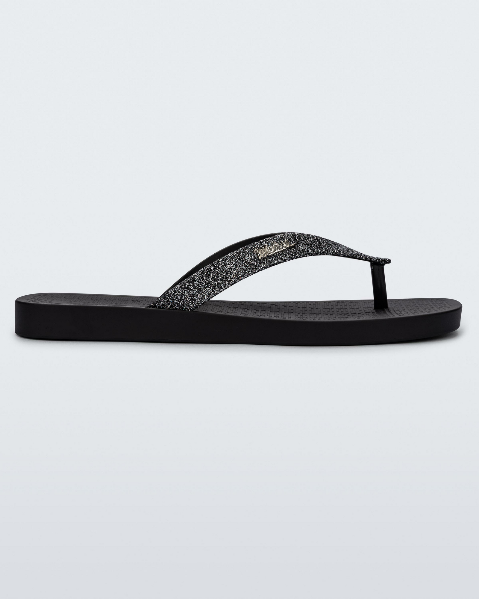 Womens | Sun Long Beach II Flip Flop | Black/Silver