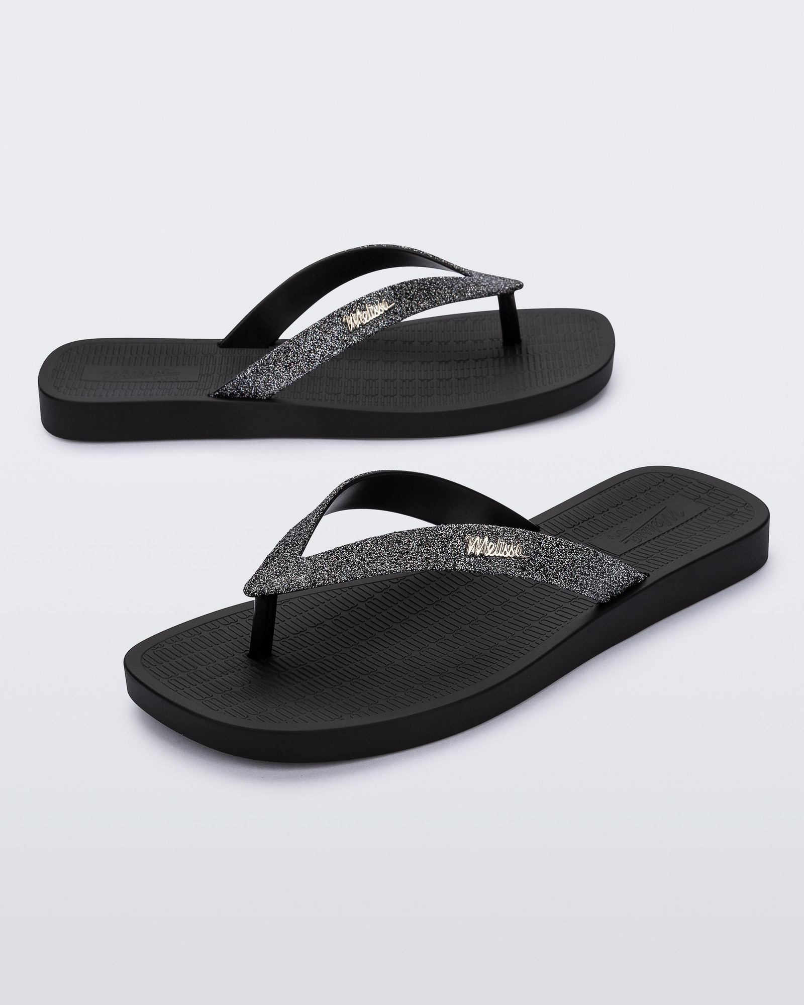 Womens | Sun Long Beach II Flip Flop | Black/Silver