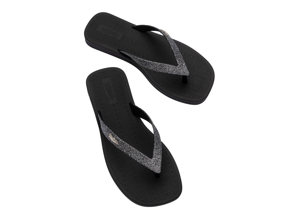 Womens | Sun Long Beach II Flip Flop | Black/Silver