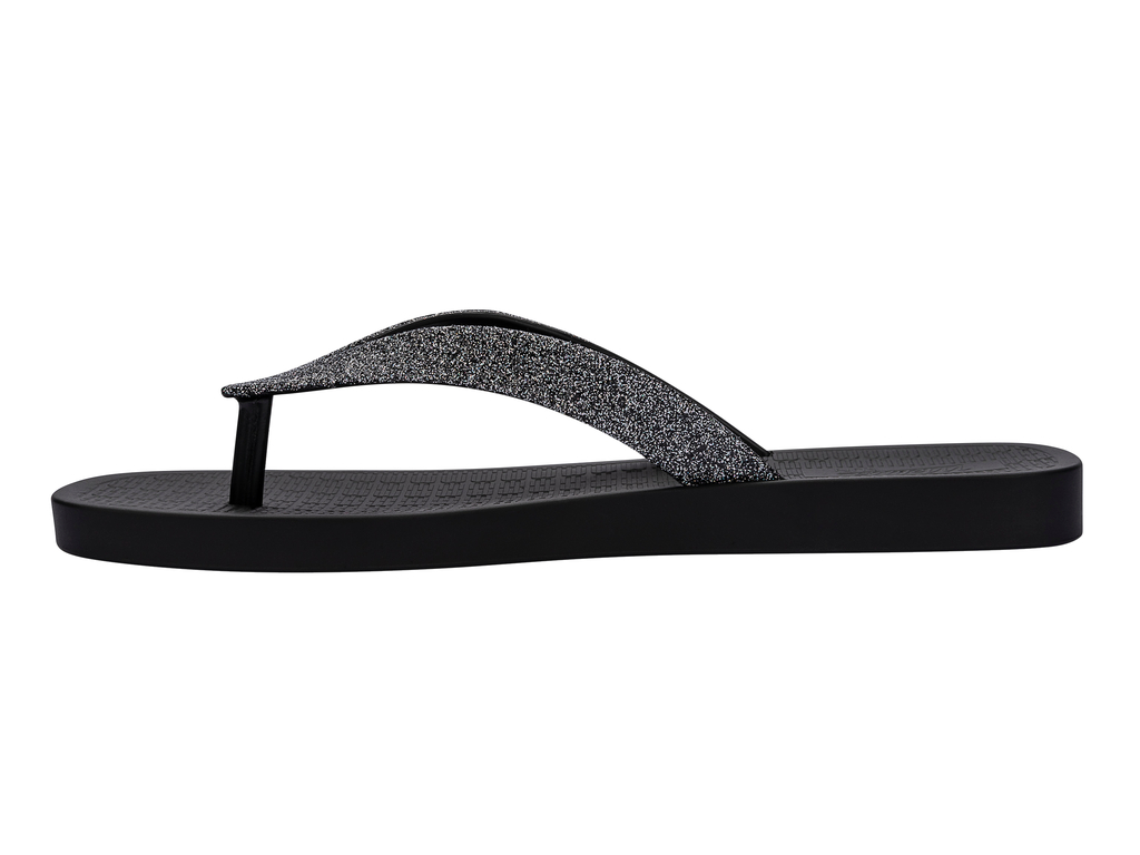 Womens | Sun Long Beach II Flip Flop | Black/Silver