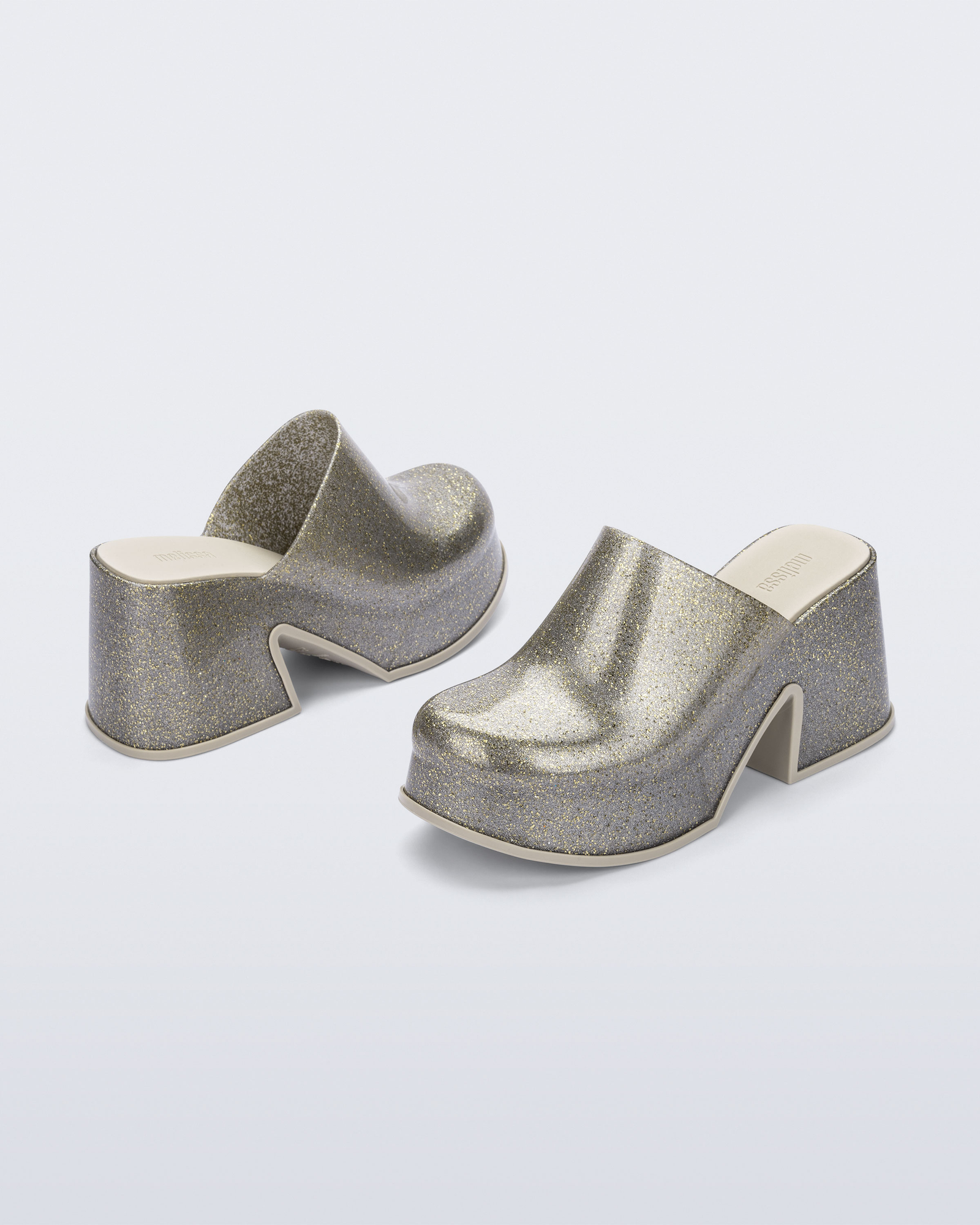 Womens | Mia Heel | Golden Glitter Glass