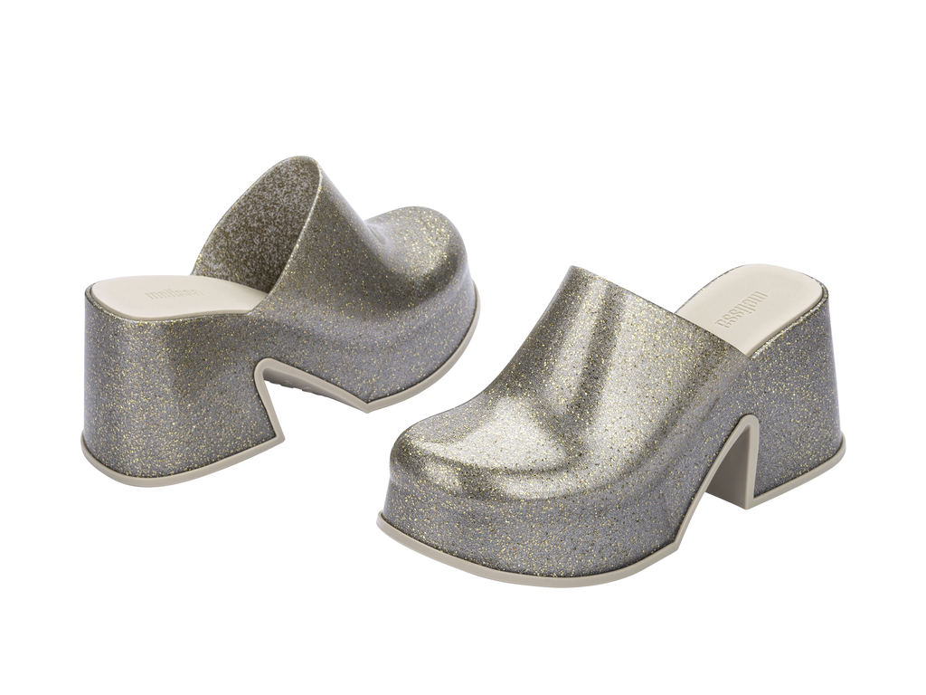 Womens | Mia Heel | Golden Glitter Glass