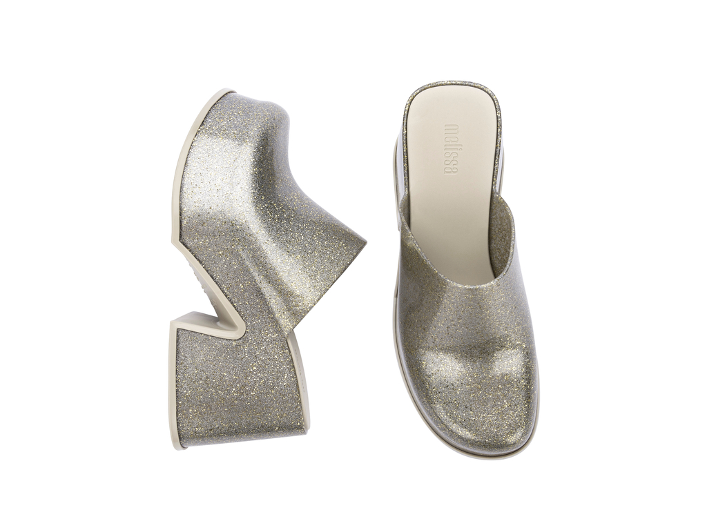 Womens | Mia Heel | Golden Glitter Glass